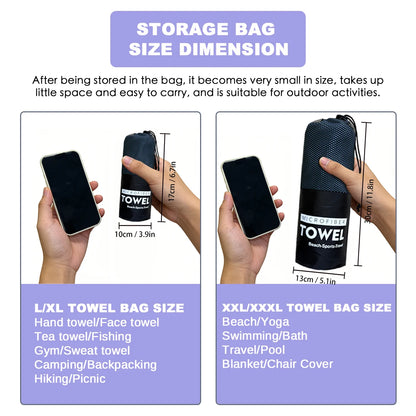 Microfiber Workout Towels For GYM Sweat Quick Dry Sports Towel for Yoga, Running, Camping, Beach, Swimming Pool& More
