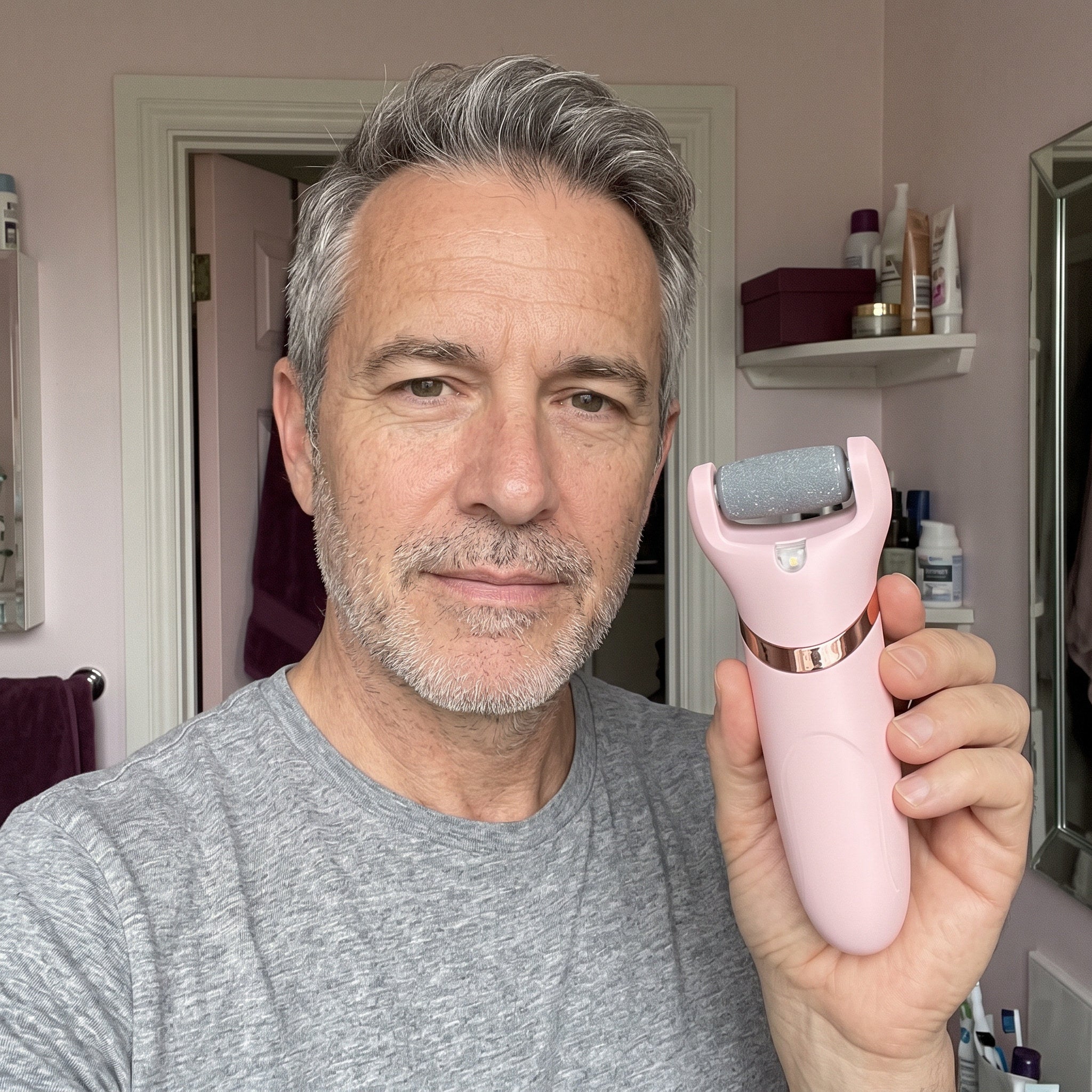 Man Holding Bare Sunday In A Dressing-Area Selfie